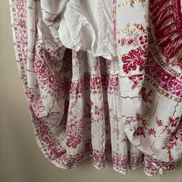 Me 2 Magic 2X Boho Paisley Floral Print Sequin Lace Up Maxi Dress - Picture 12 of 15